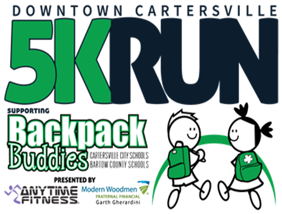 5K race, backpack buddies, downtown cartersville, historic downtown cartersville, exercise, family friendly, run, downtown, cartersville, georgia